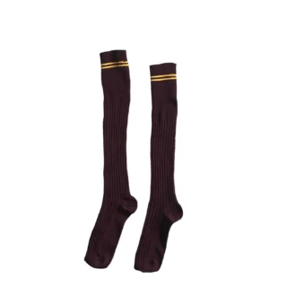 Prof Long School Socks: Maroon and Gold Striped
