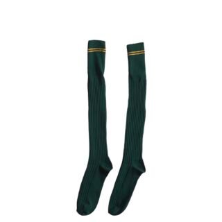 Prof School Long Socks in Green and Gold stripes