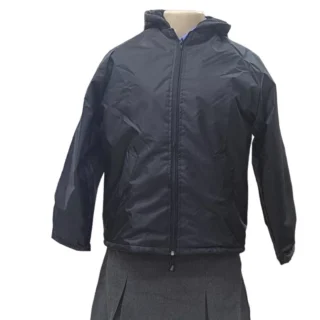 School Rain Jacket: Hooded, Polar Fleece Lined Drymac-Black