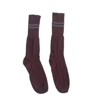 Prof Ankle School Socks: Maroon and Grey Striped