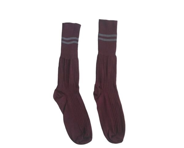 Prof Ankle School Socks: Maroon and Grey Striped