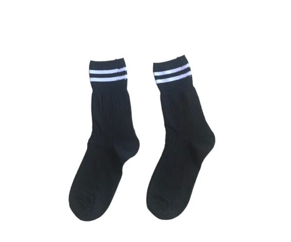 Prof Ankle School Socks: Black and White Striped