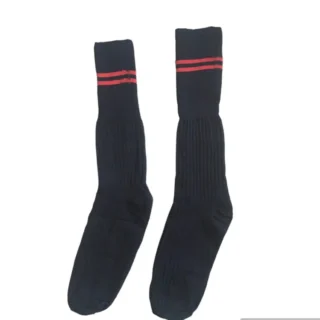 Prof Long School Socks: Black and Red Striped