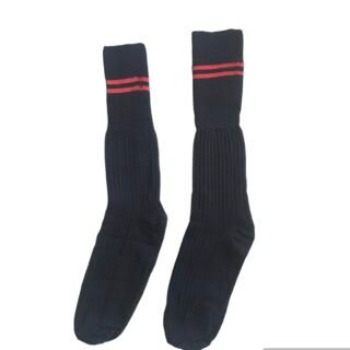 Prof Ankle School Socks: Black and Red Striped