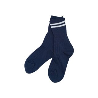 Prof Long School Socks: Navy and White Striped