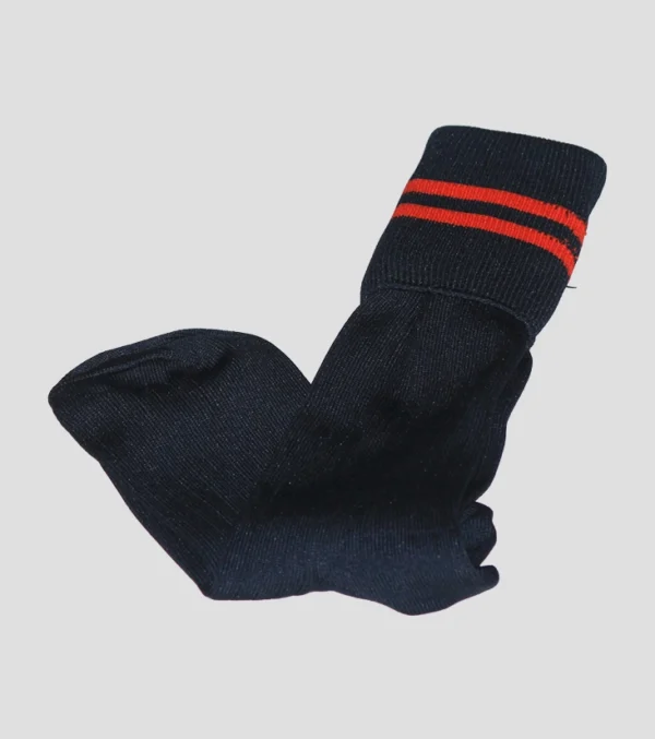 Prof Ankle School Socks: Black and Red Striped