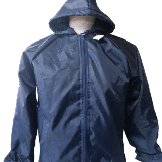 School Rain Jacket: Hooded, Polar Fleece Lined Drymac-Navy