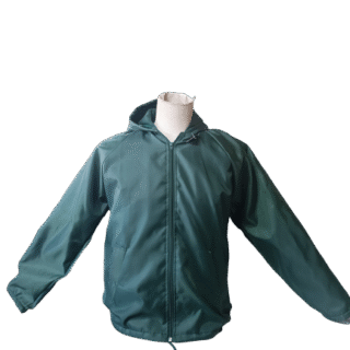 School Rain Jacket: Hooded, Polar Fleece Lined Drymac-Green