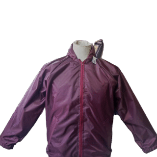 School Rain Jacket: Hooded, Polar Fleece Lined Drymac-Maroon