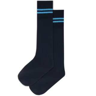Prof Ankle School Socks: Navy and Sky Striped