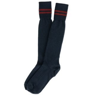 Prof Long School Socks: Navy and Red Striped