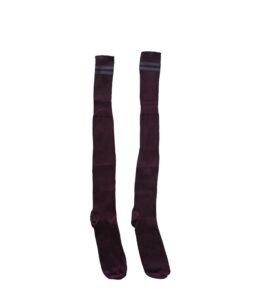 Prof Long School Socks: Maroon and Grey Striped