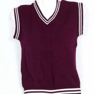 Maroon and White School Pullover by Prof Cheapest Price Best Quality