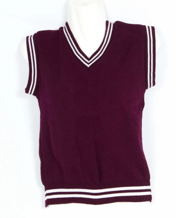 Maroon and White School Pullover by Prof Cheapest Price Best Quality