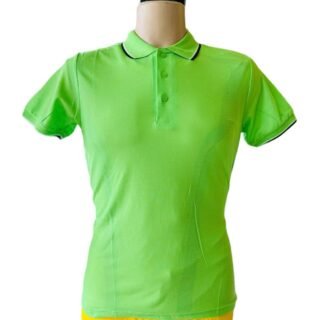 Light Green Kids Golf T-Shirt with Black and White Stripes