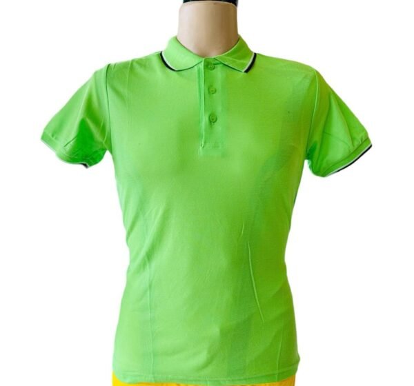 Light Green Kids Golf T-Shirt with Black and White Stripes