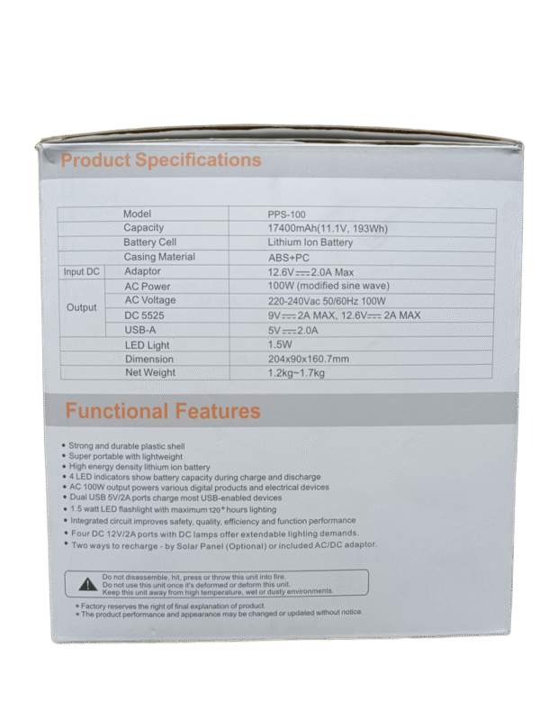 AFR PPS-100 Portable Power Station 17400mAh L47 - Image 2