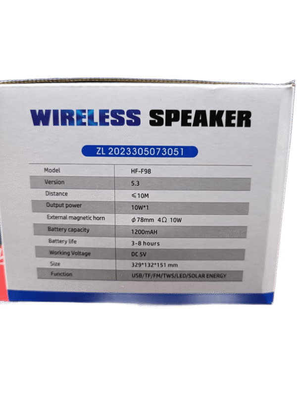 H@F Wireless Speaker With Solar Panel Car Shape - Image 2