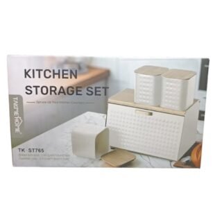 Takme Home Kitchen Storage Set - 4-Piece Large Bread Box and Coffee, Sugar, Tea Canisters | Countertop Organization