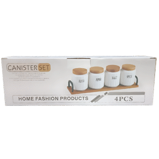 Elegant Canister Set with Serving Tray - 4-Piece Kitchen Storage for Coffee, Sugar, Tea & More